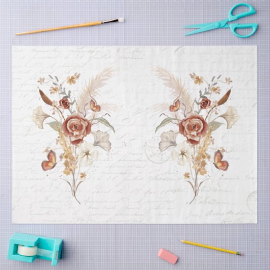 Herfst Wilde bloem Pampas Grass Ephemera ontkoppel Tissuepapier (Craft)