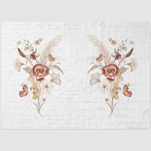 Herfst Wilde bloem Pampas Grass Ephemera ontkoppel Tissuepapier (Voorkant)