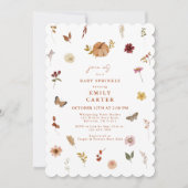 Herfst Wilde Bloem Pompoen Baby Sprinkle Kaart (Voorkant)