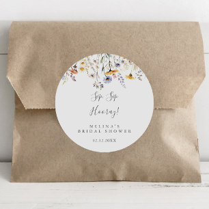 Herfst Wilde Bloem Sip Sip Hooray Bruidsuitnodigin Ronde Sticker