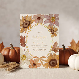 Herfst Wilde Bloem Thanksgiving Diner Uitnodiging
