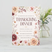 Herfst Wilde Bloem Thanksgiving Dinner Kaart (Staand voorkant)