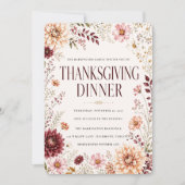 Herfst Wilde Bloem Thanksgiving Dinner Kaart (Voorkant)