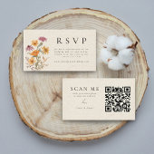 Herfst Wilde bloem Tuinbotanische bruiloft RSVP QR Informatiekaartje