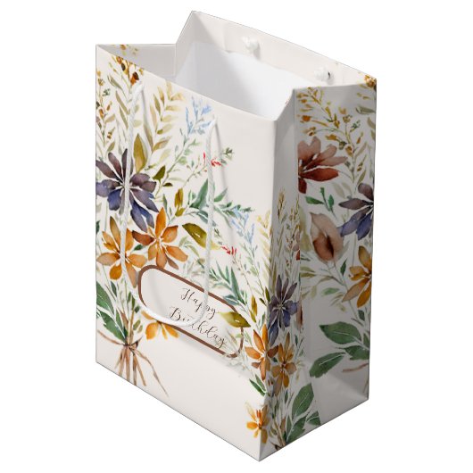 Herfst wilde bloemen aangepast medium cadeauzakje (Voorkant Gekanteld)