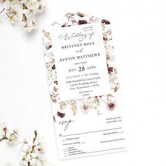 Herfst wilde bloemen all in one uitnodiging