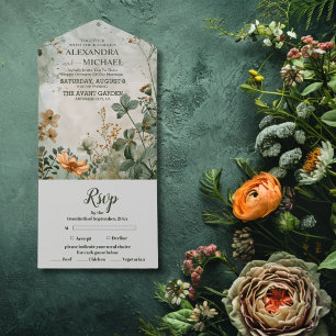 Herfst wilde bloemen all in one uitnodiging