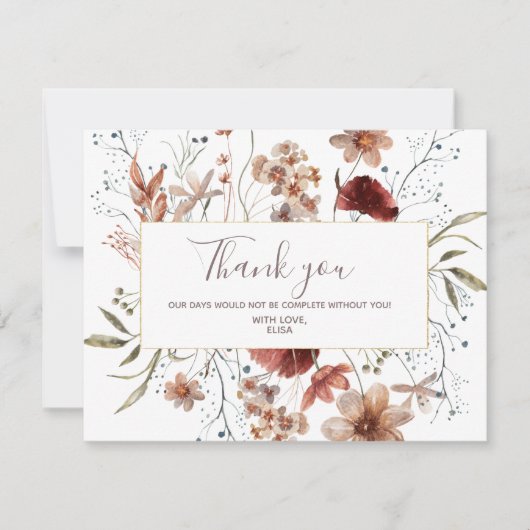 Herfst wilde bloemen aquarel bedankkaart (Voorkant)