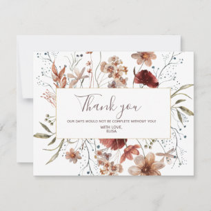 Herfst wilde bloemen aquarel bedankkaart