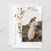 Herfst Wilde Bloemen Arch Foto QR Code Bruiloft Save The Date (Voorkant)