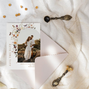 Herfst Wilde Bloemen Arch Foto QR Code Bruiloft Save The Date