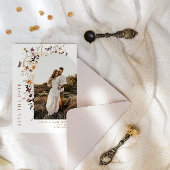 Herfst Wilde Bloemen Arch Foto QR Code Bruiloft Save The Date