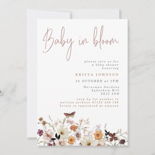 Herfst Wilde bloemen Baby op Baby shower Bloom Kaart (Voorkant)