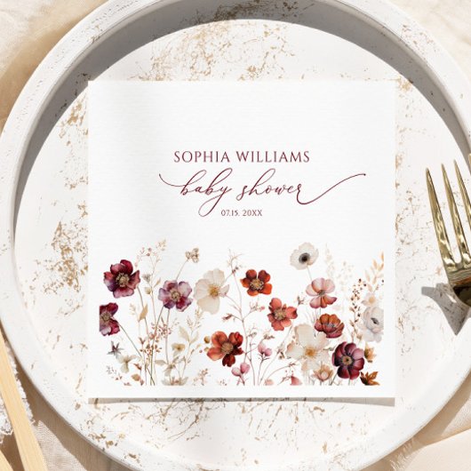 Herfst Wilde Bloemen Baby Shower Servetten