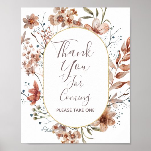 Herfst Wilde Bloemen Bedankt voor het komen Favor  Poster (Voorkant)