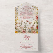 Herfst Wilde Bloemen Bloemige Bruiloft All In One Uitnodiging (Binnen)