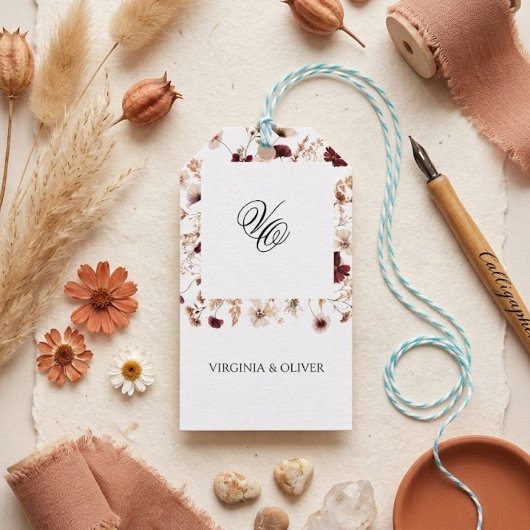 Herfst Wilde Bloemen Bloemige Bruiloft Cadeaulabel