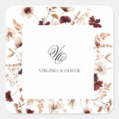 Herfst Wilde Bloemen Bloemige Bruiloft Vierkante Sticker (Voorkant)