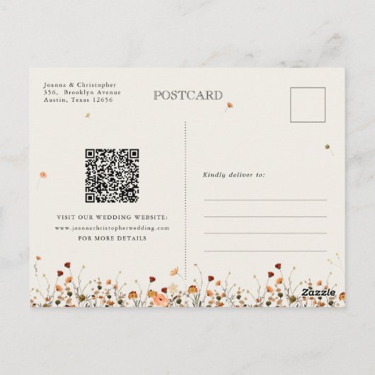 Herfst Wilde Bloemen Botanische Kalender Reserveer Briefkaart (Achterkant)