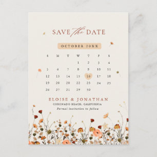 Herfst Wilde Bloemen Botanische Kalender Reserveer Briefkaart