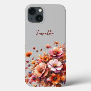 Herfst Wilde Bloemen Bruin Roos Gepersonaliseerde  Case-Mate iPhone Case