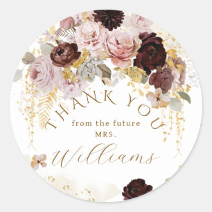 Herfst Wilde Bloemen Goud Bloem Bruidsdiner Ronde Sticker