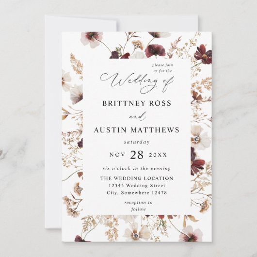 Herfst wilde bloemen kaart (Voorkant)