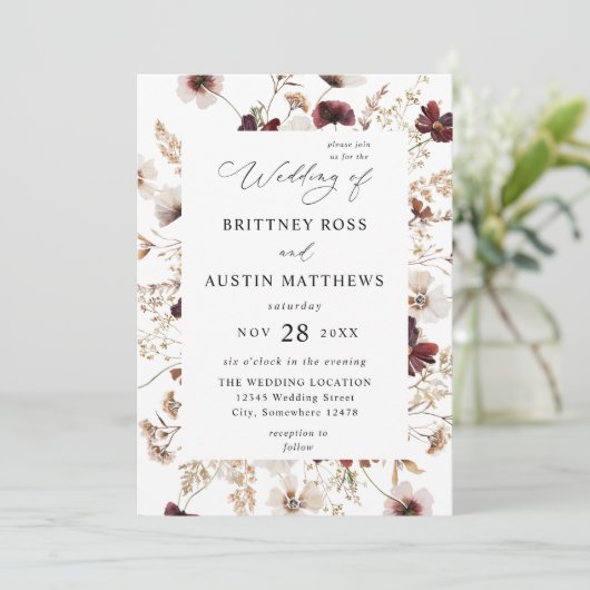 Herfst wilde bloemen kaart (Staand voorkant)