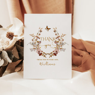 Herfst Wilde Bloemen Minimalistische Elegante Brui Bedankkaart