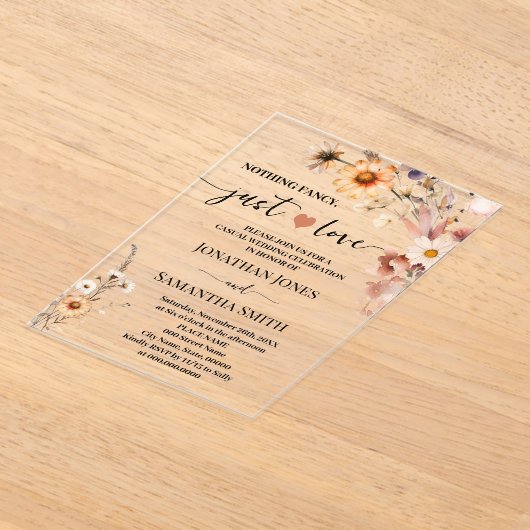 Herfst wilde bloemen niets Fancy gewoon liefde elo Acryl Uitnodigingen (Laagn)