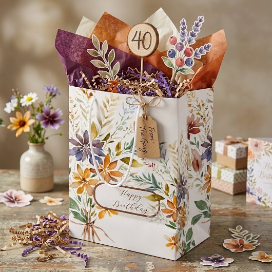 Herfst wilde bloemen op maat medium cadeauzakje
