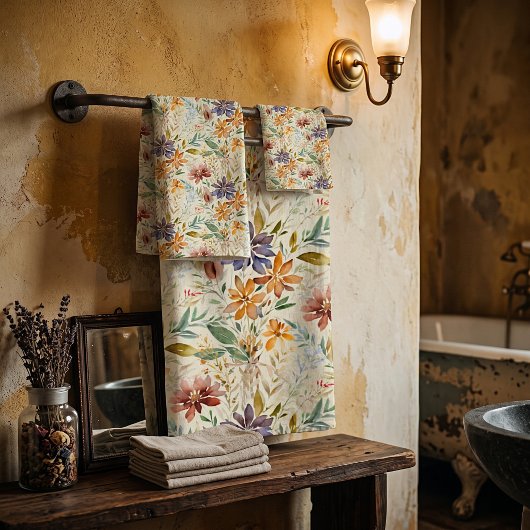 Herfst wilde bloemen patroon bad handdoek