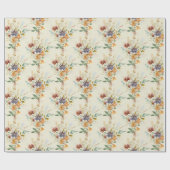 Herfst wilde bloemen patroon cadeaupapier (Vlak)