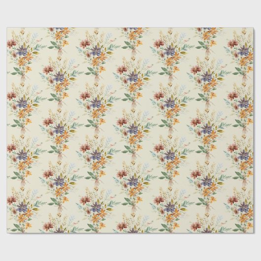 Herfst wilde bloemen patroon cadeaupapier (Vlak)