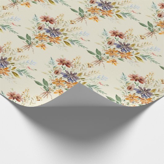 Herfst wilde bloemen patroon cadeaupapier (Hoek)