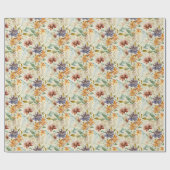 Herfst wilde bloemen patroon cadeaupapier (Vlak)