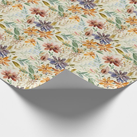Herfst wilde bloemen patroon cadeaupapier (Hoek)