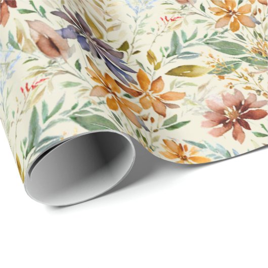Herfst wilde bloemen patroon cadeaupapier (Rol Hoek)