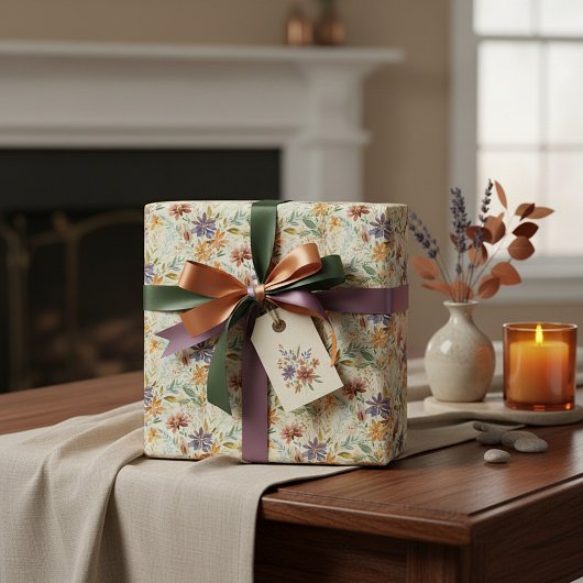 Herfst wilde bloemen patroon cadeaupapier