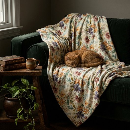 Herfst wilde bloemen patroon fleece deken