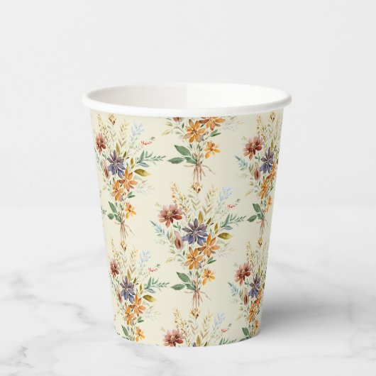 Herfst wilde bloemen patroon papieren bekers (Links)