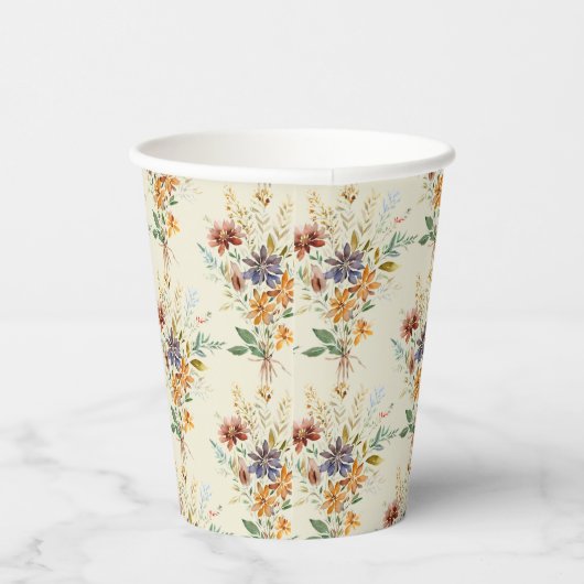 Herfst wilde bloemen patroon papieren bekers (Rechts)