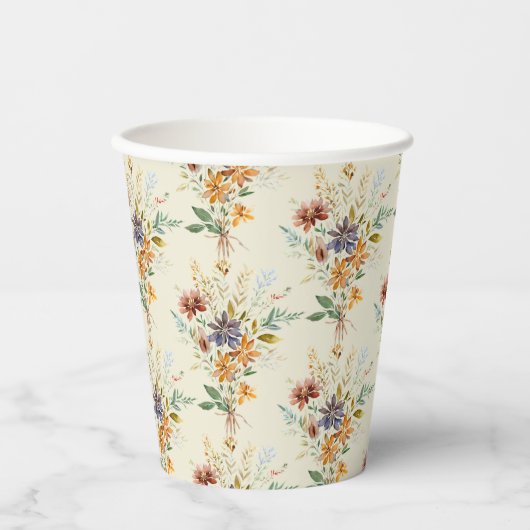 Herfst wilde bloemen patroon papieren bekers (Voorkant)