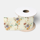 Herfst wilde bloemen patroon satijnen lint (Spoel)
