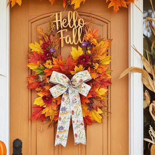 Herfst wilde bloemen patroon satijnen lint