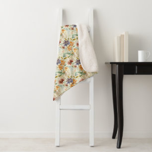 Herfst wilde bloemen patroon sherpa deken