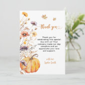Herfst Wilde Bloemen Pompoen Bedankkaart (Staand voorkant)