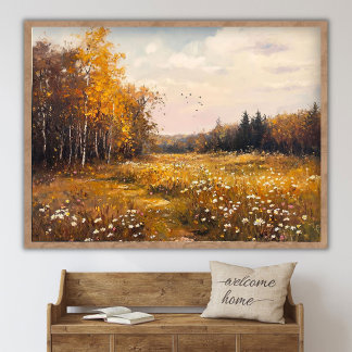 Herfst Wilde Bloemen Veld Landschap Schilderij, Vi Poster