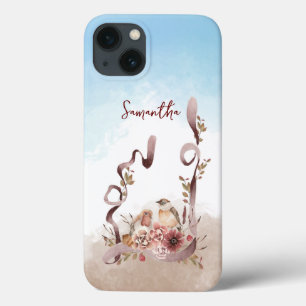 Herfst Wilde Bloemen Vogels Gepersonaliseerde Naam Case-Mate iPhone Case