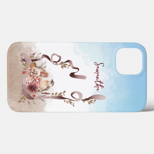 Herfst Wilde Bloemen Vogels Gepersonaliseerde Naam Case-Mate iPhone Case (Achterkant (horizontaal))